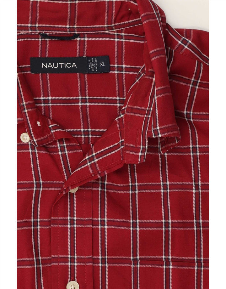 Camisa Nautica Hombre XL Algodón Cuadros Rojos
