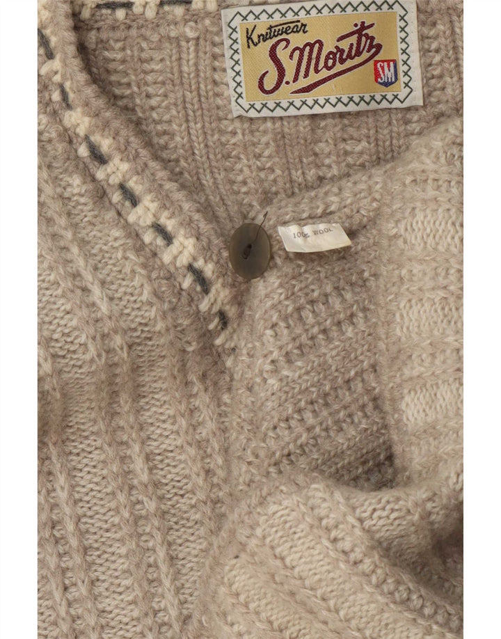 S.Moritz Cárdigan de corte holgado para hombre, suéter pequeño de lana geométrica en color beige