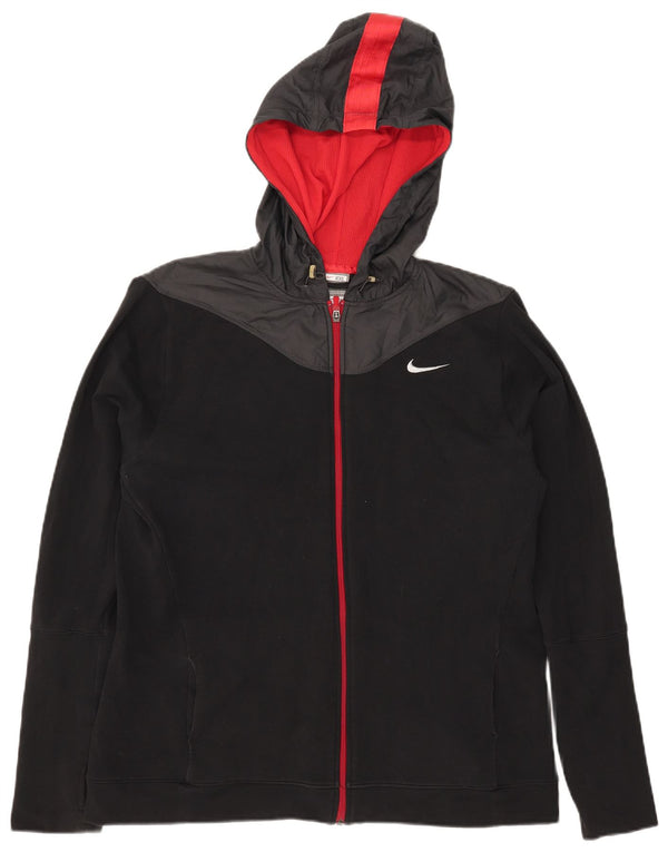 Nike Sudadera con capucha y cremallera para mujer UK 20/22 2XL Algodón negro con bloques de color