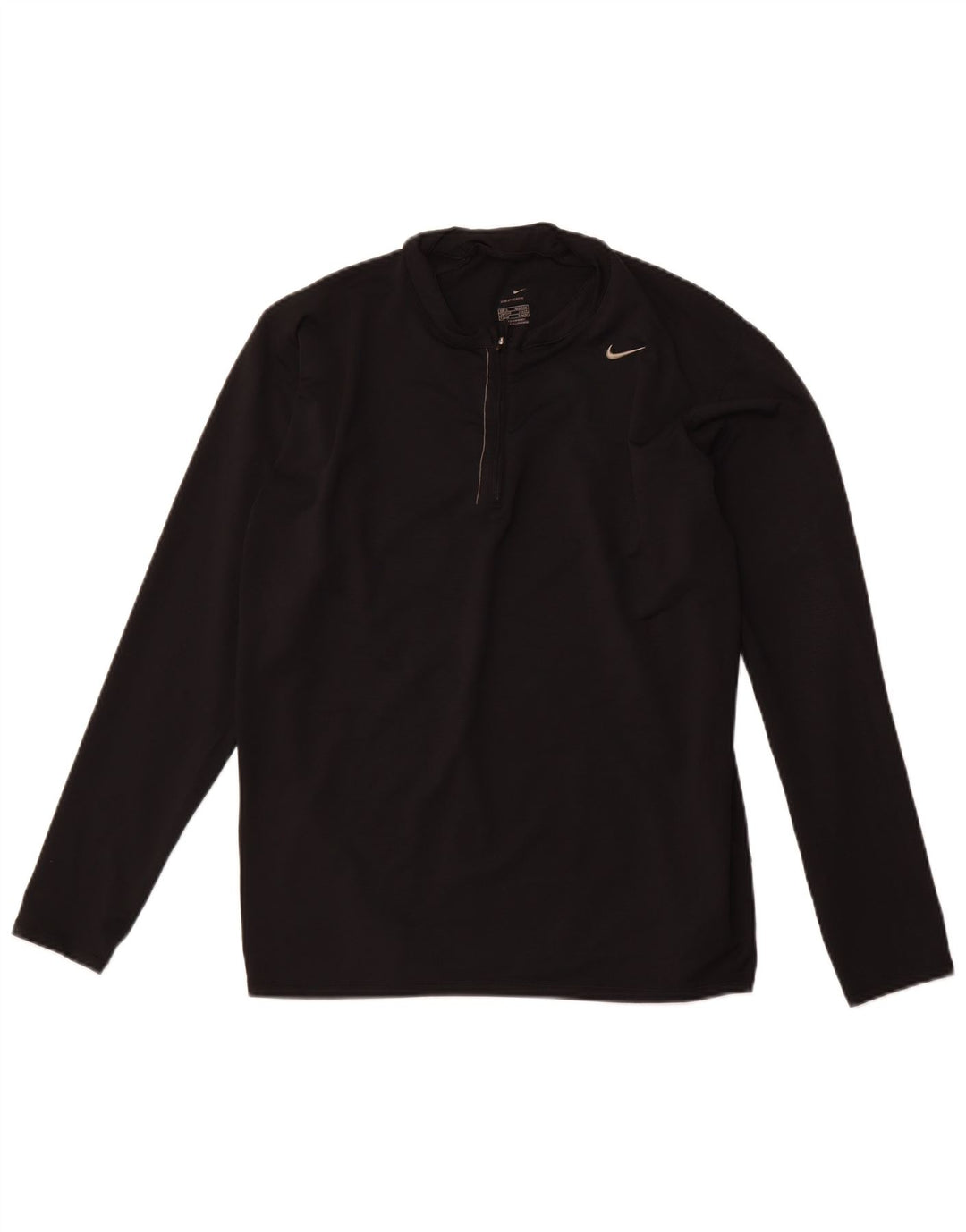 NIKE Hombre Zip Neck Top Manga Larga XL Negro Colorblock Poliéster Deportes