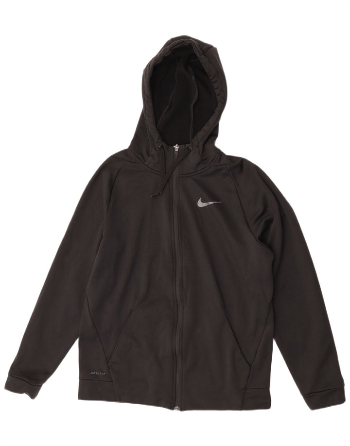 Nike Dri Fit Sudadera con capucha y cremallera para hombre, poliéster negro mediano
