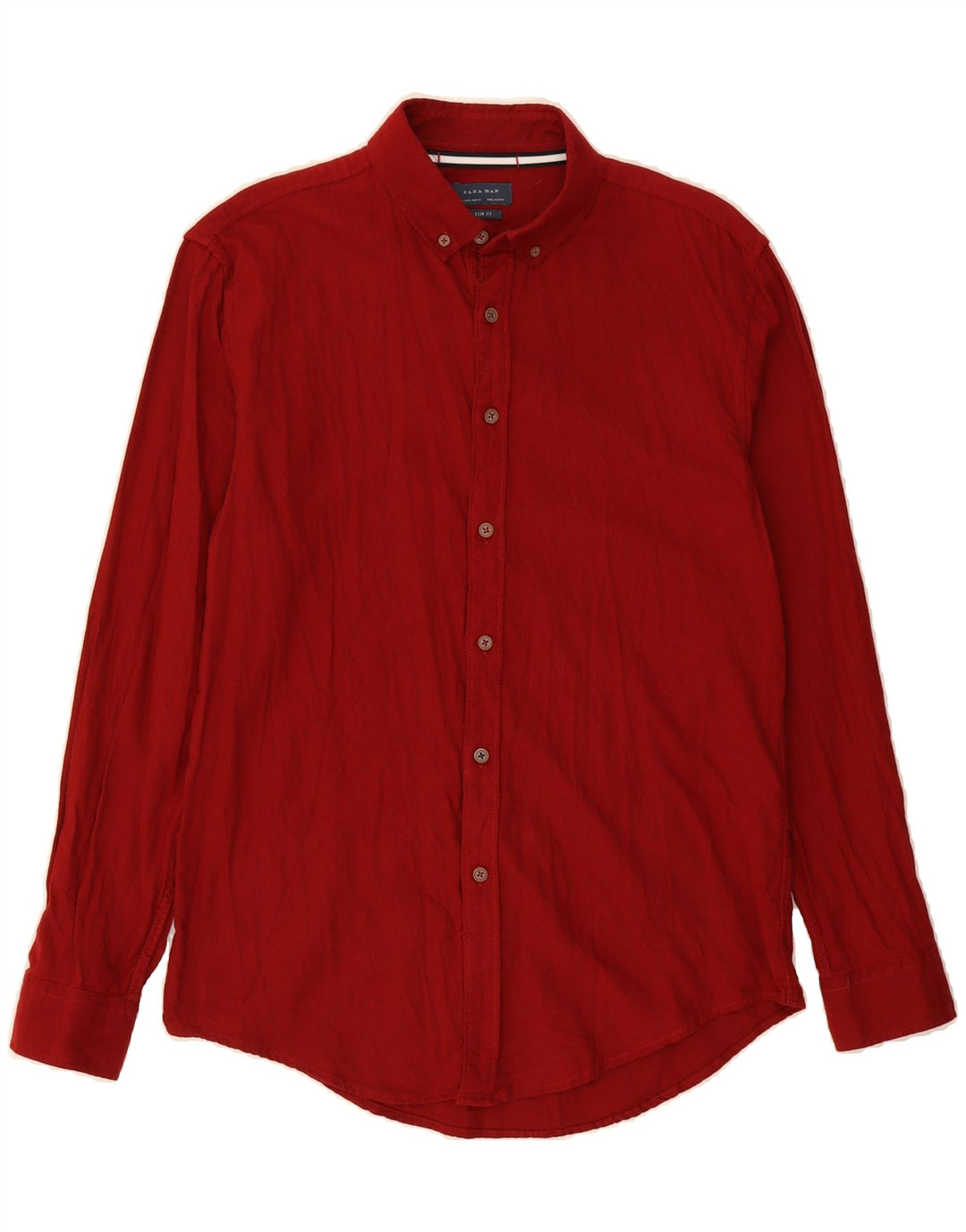 ZARA Mens Slim Fit Shirt Large Red Cotton Vintage Zara and Second-Hand Zara from Messina Hembry 