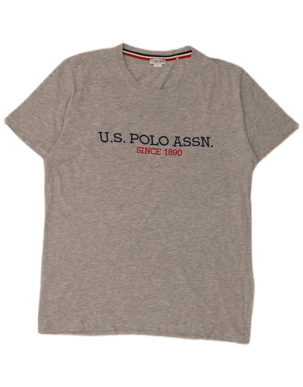 US Polo Assn Mens Graphic T-Shirt Top Large Grey Flecked Cotton
