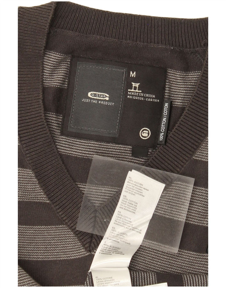 G-Star Hombre Jersey con cuello en V de algodón a rayas gris medio