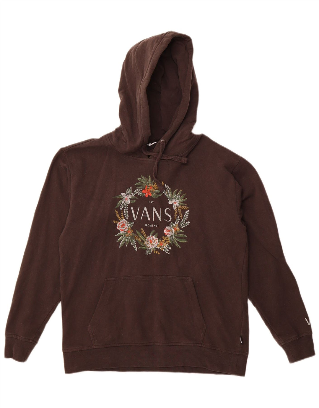 Vans Sudadera con capucha gráfica para mujer UK 10 Small Brown Cotton