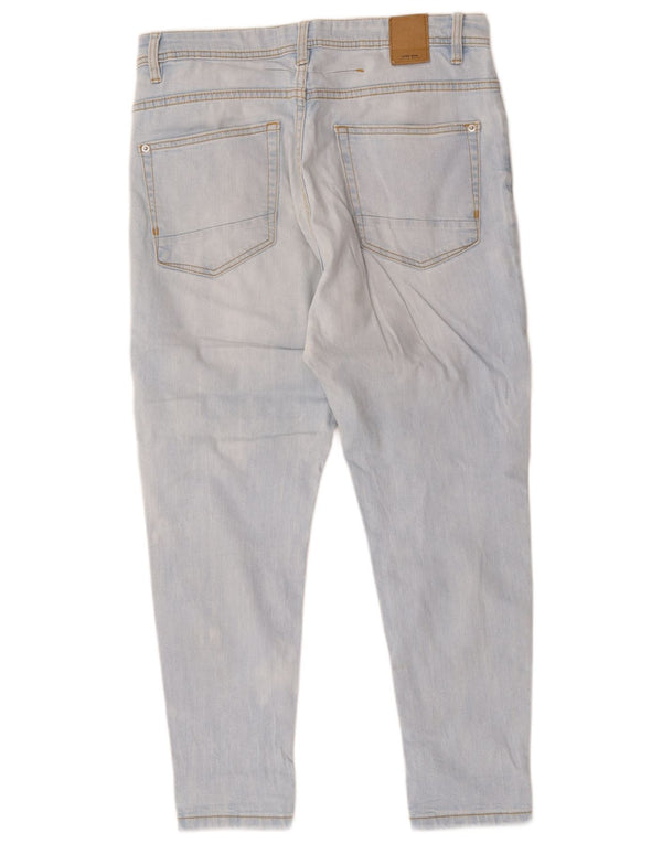 Zara Vaqueros recortados ajustados desgastados para mujer EU 40 Medium W30 L25 Algodón azul