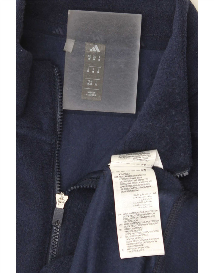 Adidas Hombre Zip Neck Fleece Jumper Medio Azul Marino Poliéster