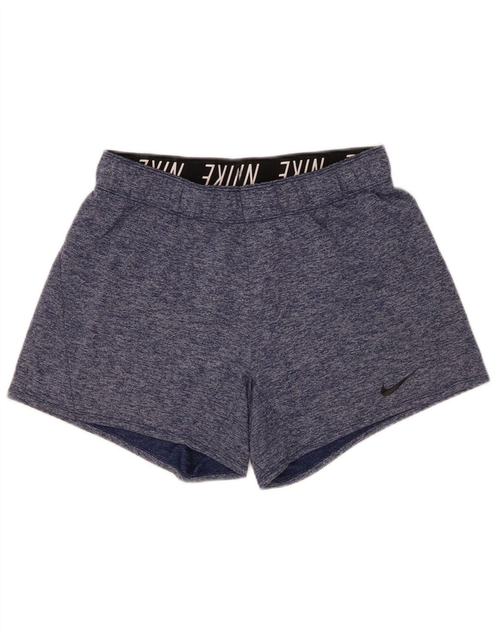 Nike Pantalones cortos deportivos Dri Fit para mujer UK 10 Pequeño poliéster moteado azul