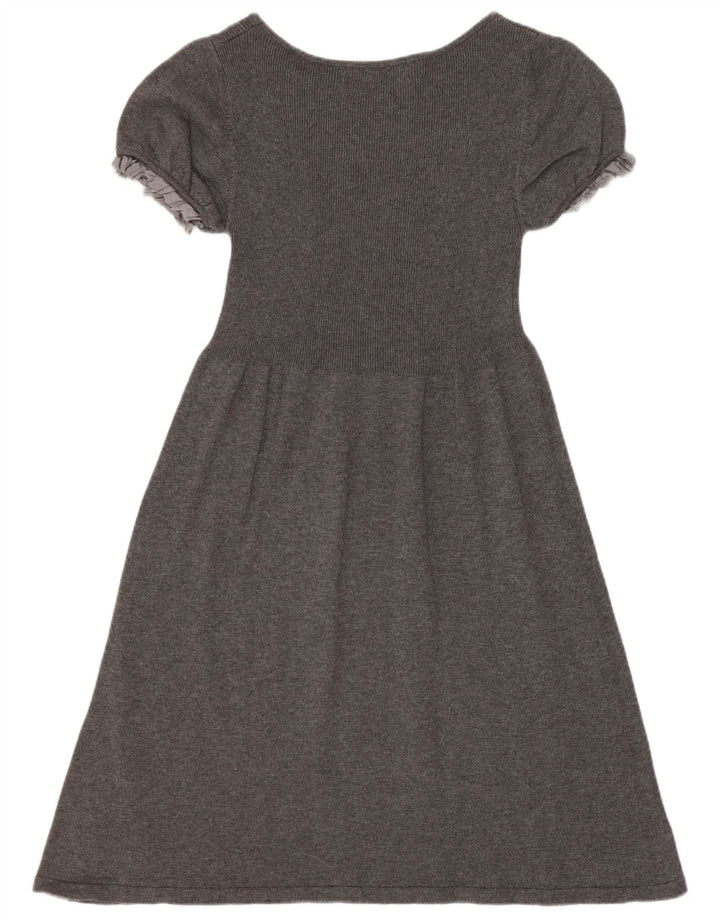 Zara Mujer Vestido Acampanado UK 8 Pequeño Algodón Gris