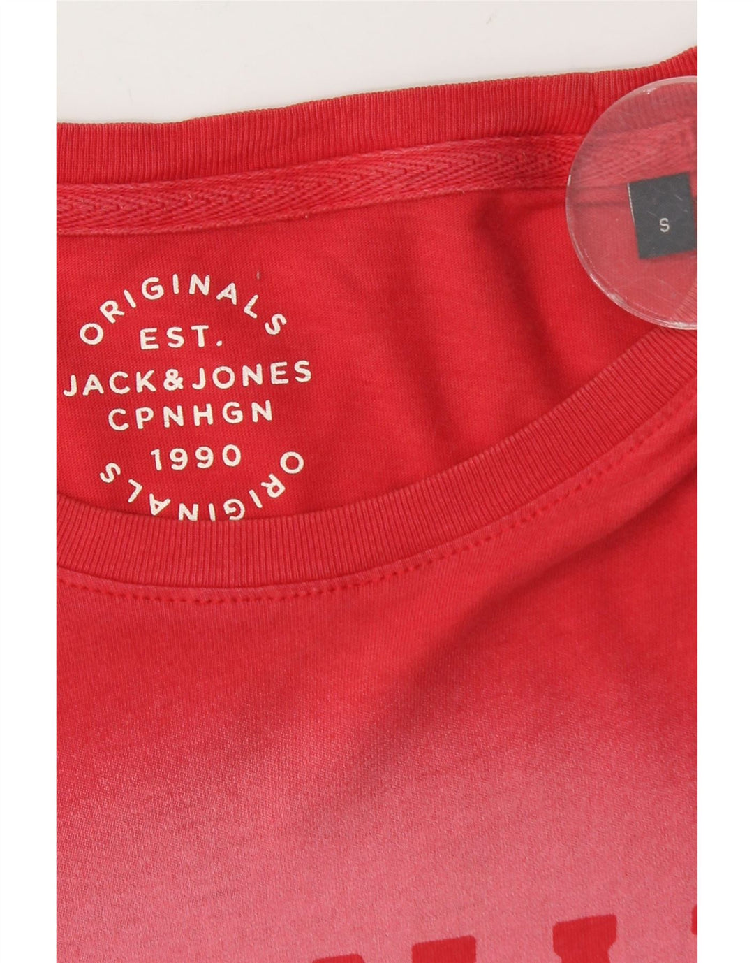Jack & Jones Hombre Camiseta Gráfica Top Small Rojo Algodón