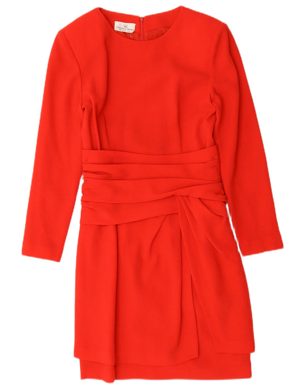 Vintage mujer manga larga vestido vestido Reino Unido 10 pequeño rojo