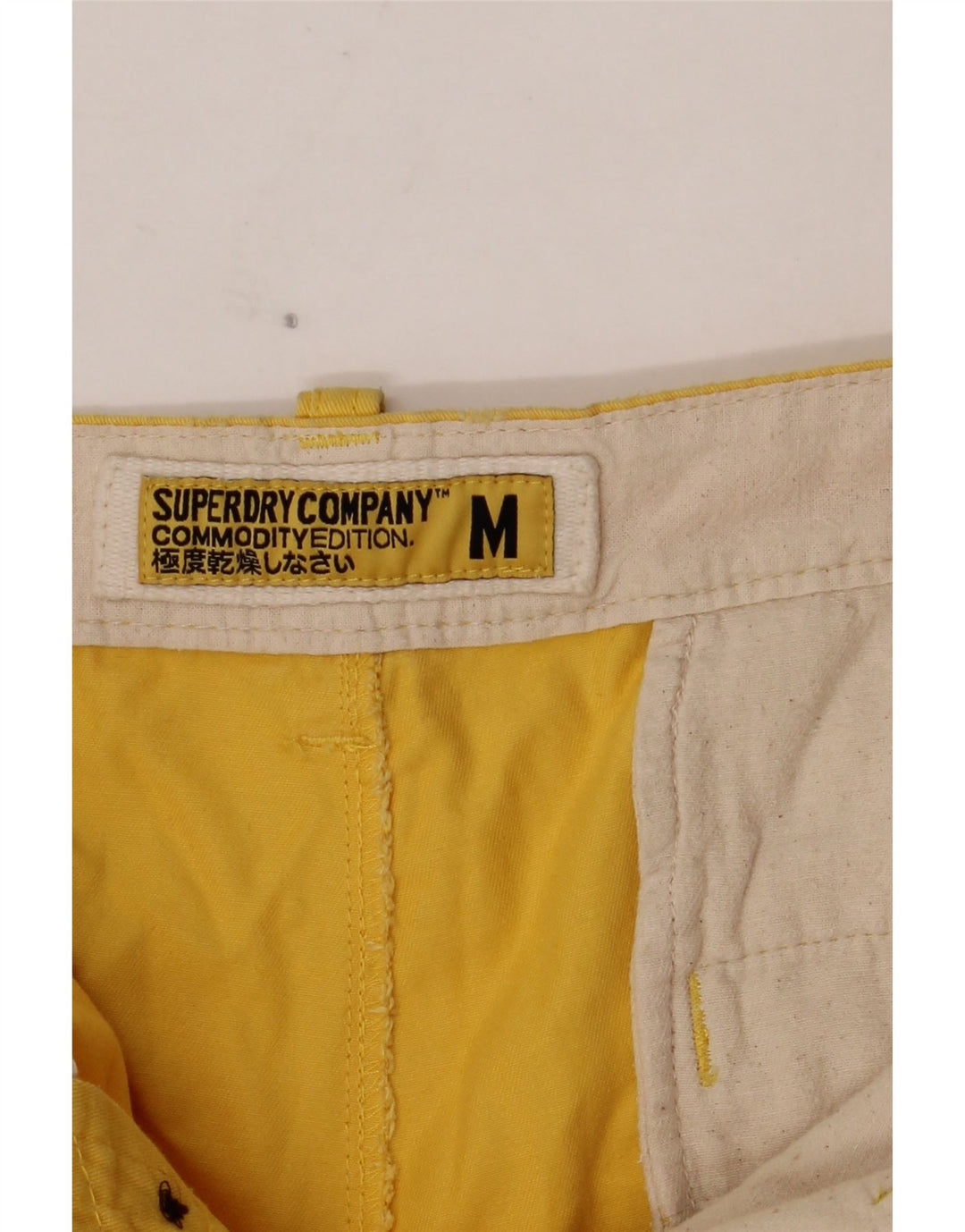 SUPERDRY Pantalones cortos chinos para hombre medianos W32 Algodón amarillo