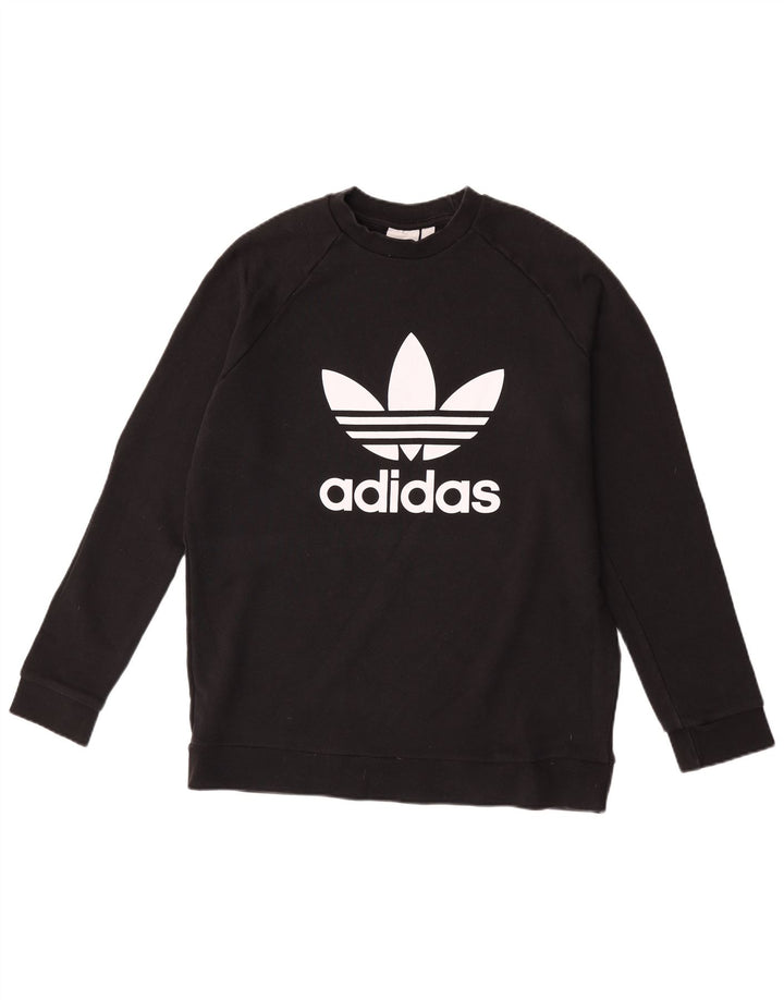 Adidas Hombre Sudadera Gráfica Jumper Grande Algodón Negro