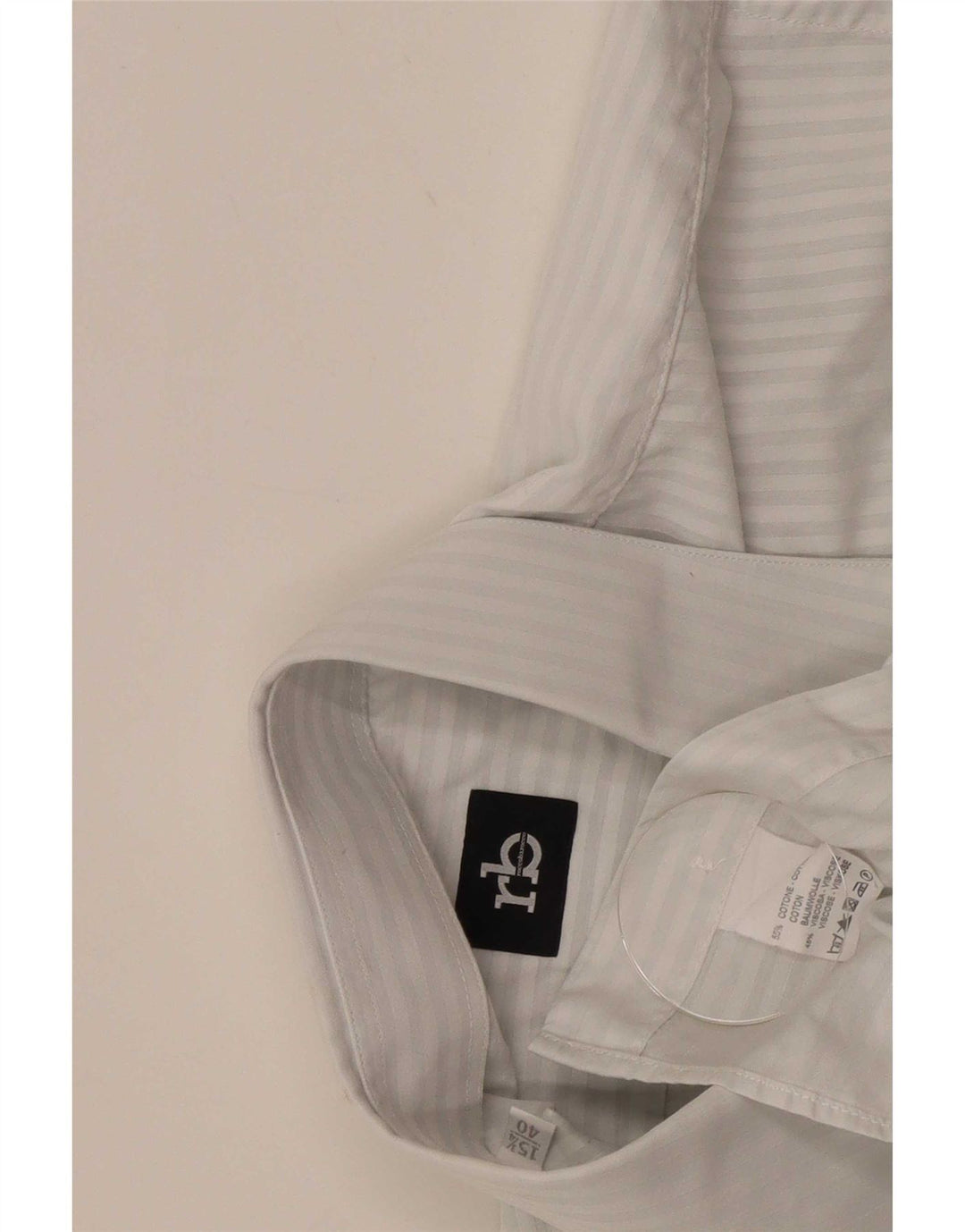 Roccobarocco Camisa para hombre Talla 40 15 3/4 Mediana Algodón a rayas blancas