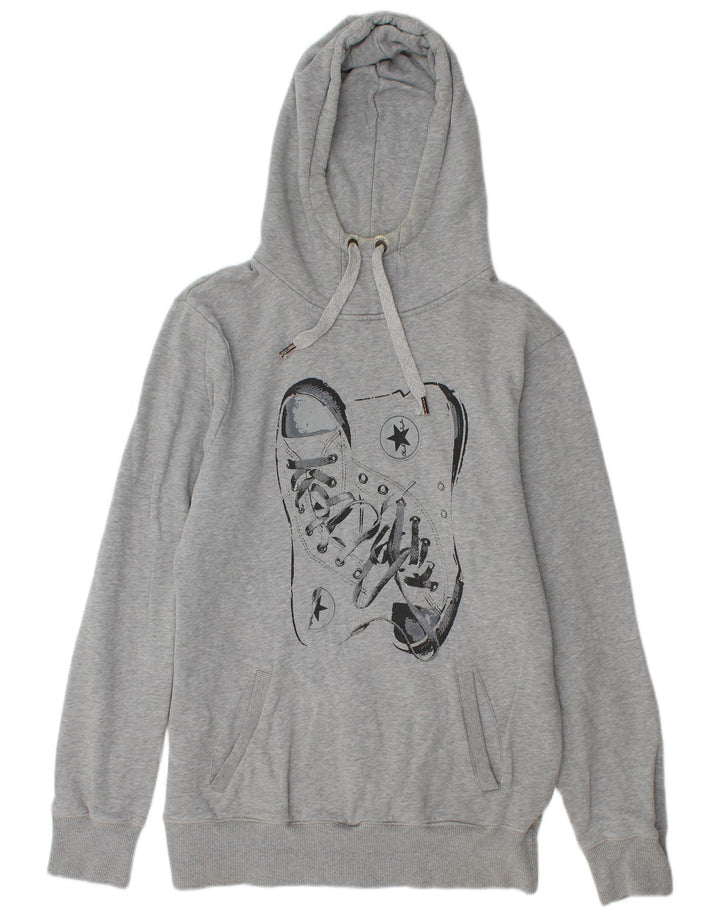 Converse Hombre Sudadera Con Capucha Gráfica Jersey De Algodón Moteado Gris Medio