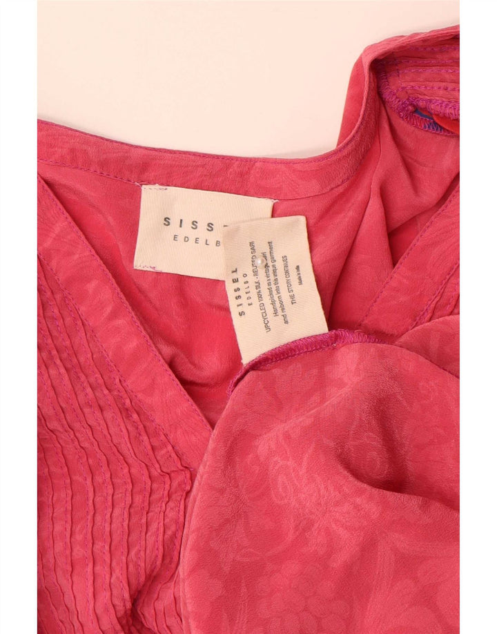 Sissel Edelbo Camisa tipo jersey extragrande para mujer UK 10 Small Pink Floral Silk