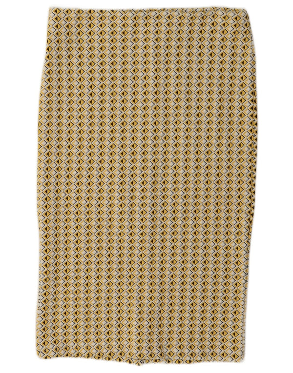 Zara Mujer Falda Midi Mediana W28 Amarillo Geométrico