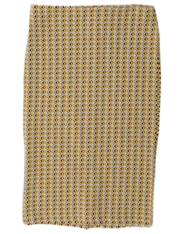 Zara Mujer Falda Midi Mediana W28 Amarillo Geométrico