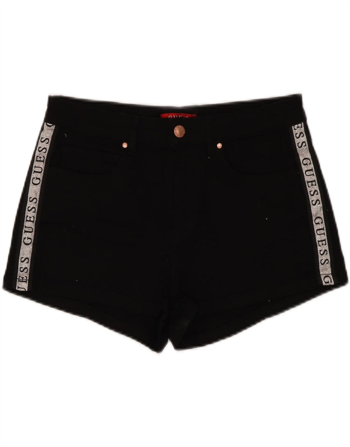 GUESS Womens Graphic Denim Shorts W30 Medium Black Vintage Guess and Second-Hand Guess from Messina Hembry 