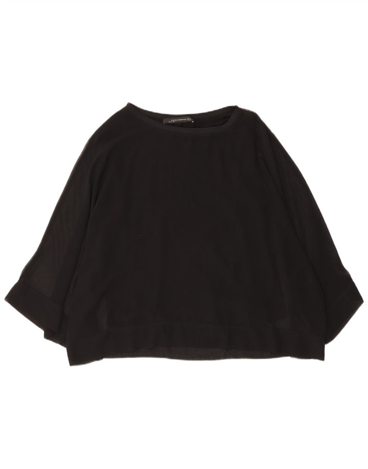 Zara Blusa Corta De Ajuste Suelto para Mujer Top UK 44 Grande Negro Moderno