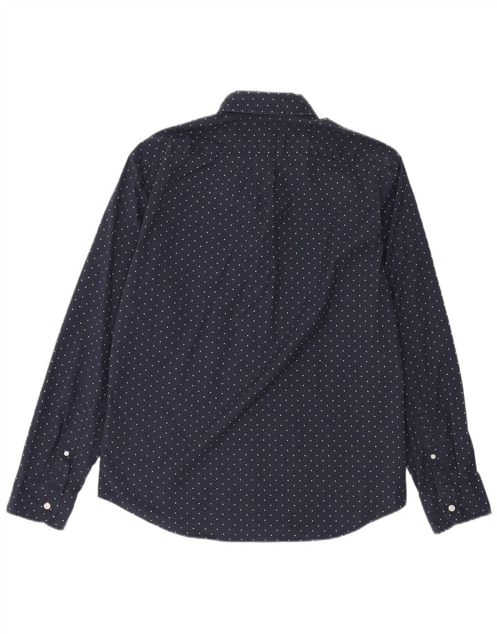 J. Crew Camisa ajustada para hombre de algodón con lunares en azul marino medio