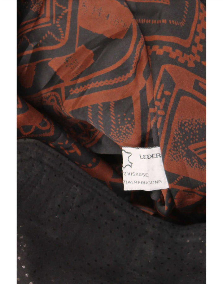 Vintage mujer chaqueta de cuero Reino Unido 14 cuero negro medio