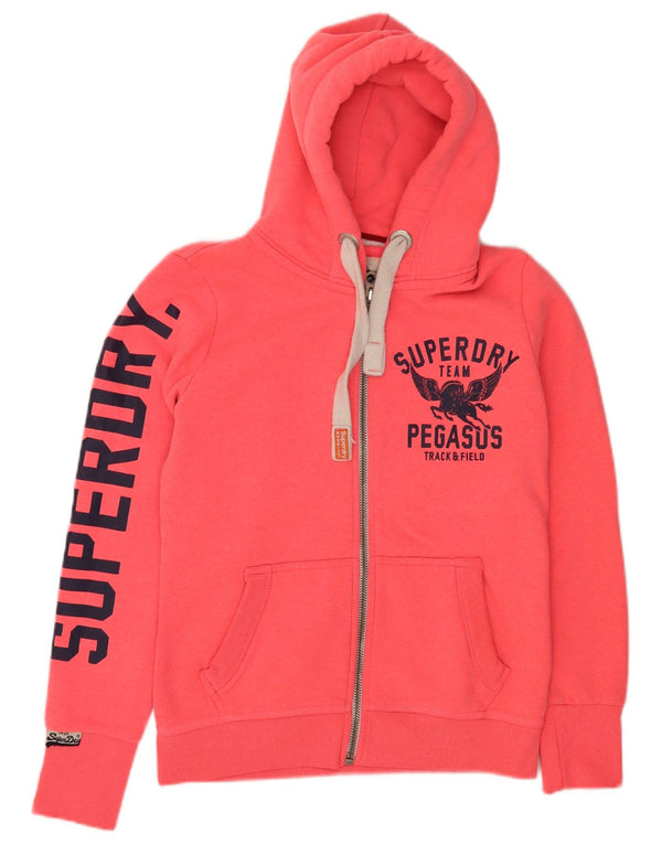 Superdry Sudadera con capucha y cremallera gráfica para mujer UK 40 Medium Pink Sports