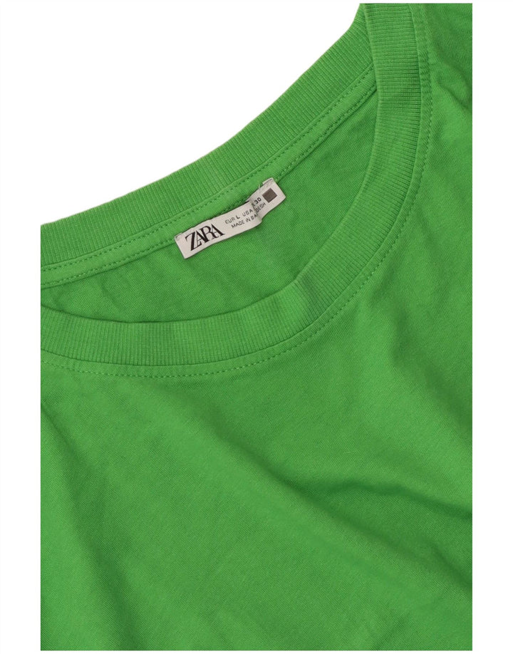 Zara Mujer Camiseta Top UK 46 Large Verde