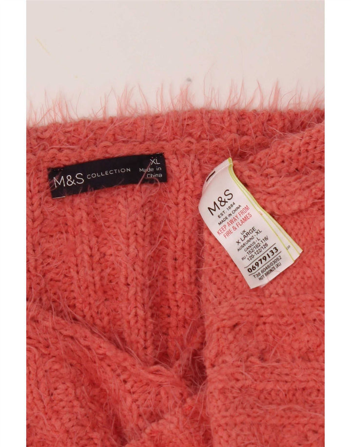 Marks & Spencer Jersey con cuello en V para mujer UK 40 XL Poliéster naranja