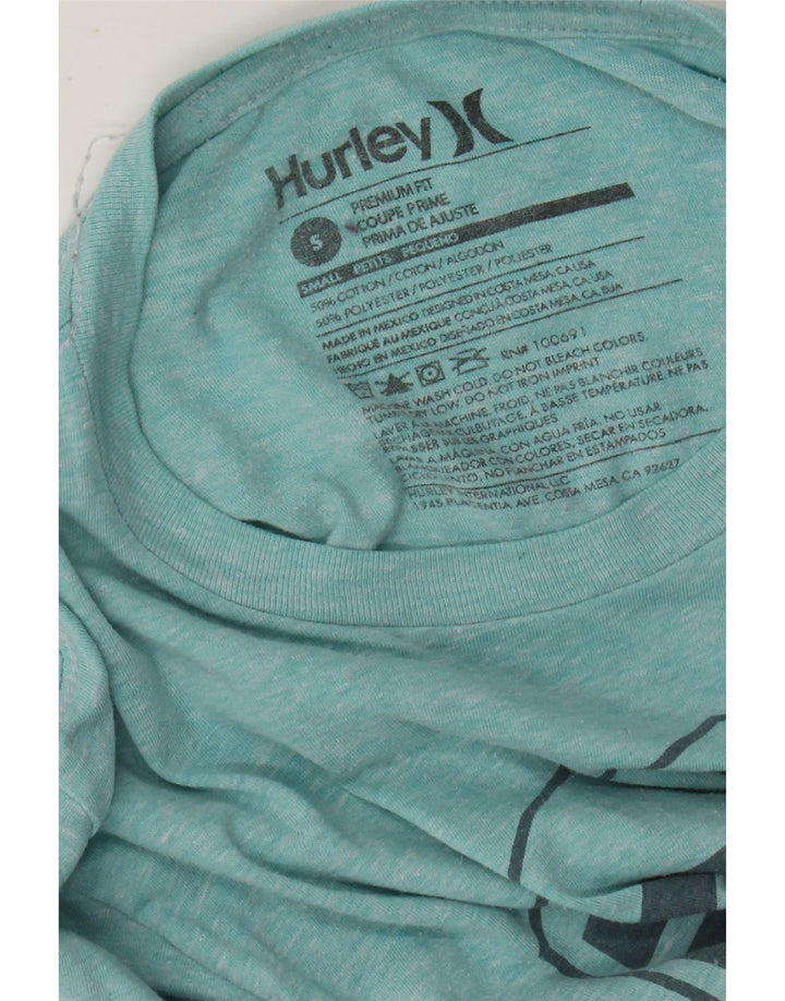 HURLEY Camiseta gráfica de ajuste premium para hombre Top pequeño de algodón moteado turquesa