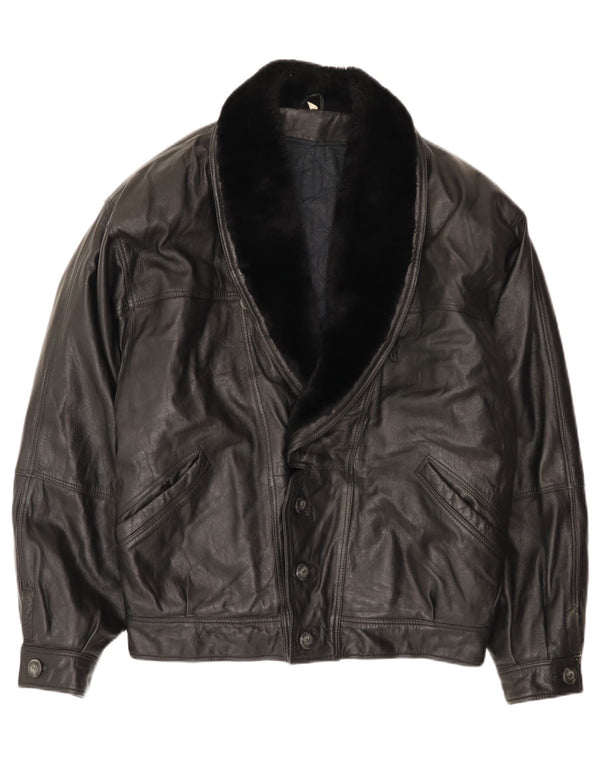 Suprema Chaqueta de cuero para hombre IT 54 2XL Cuero negro