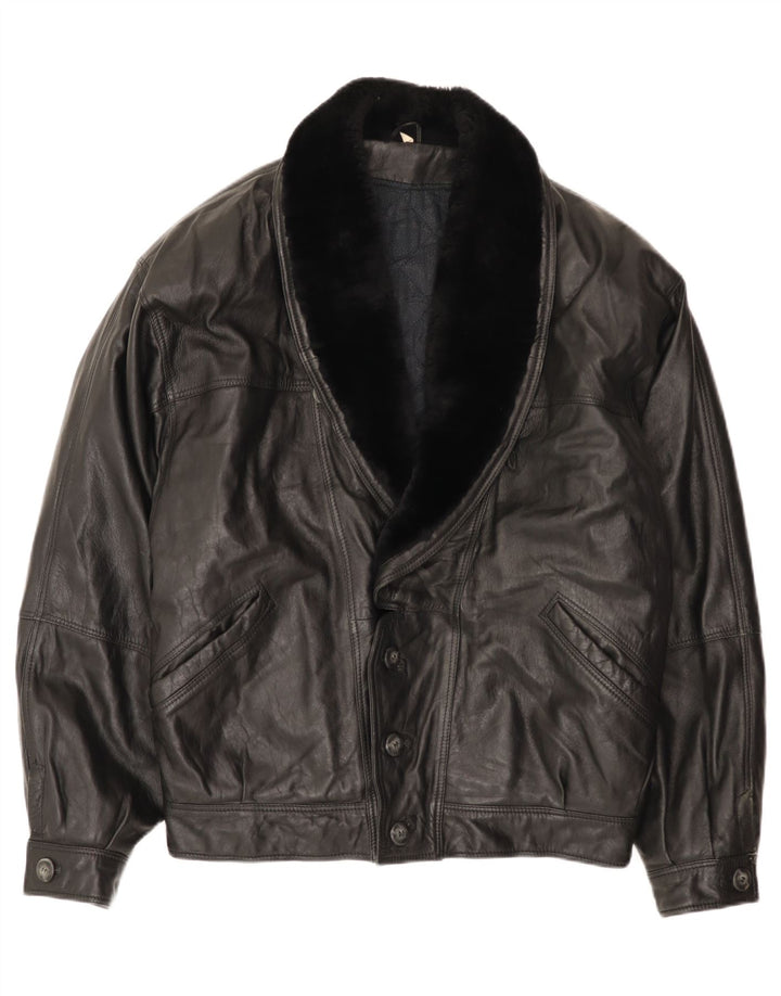 Suprema Chaqueta de cuero para hombre IT 54 2XL Cuero negro