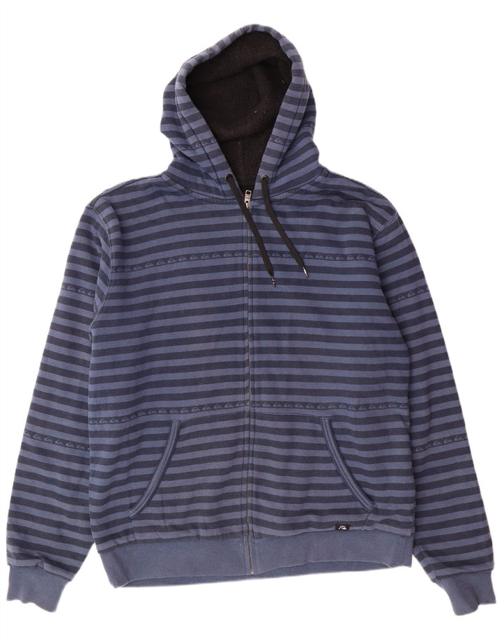 QUIKSILVER Suéter con capucha Sherpa Zip para hombre XL Algodón a rayas azules