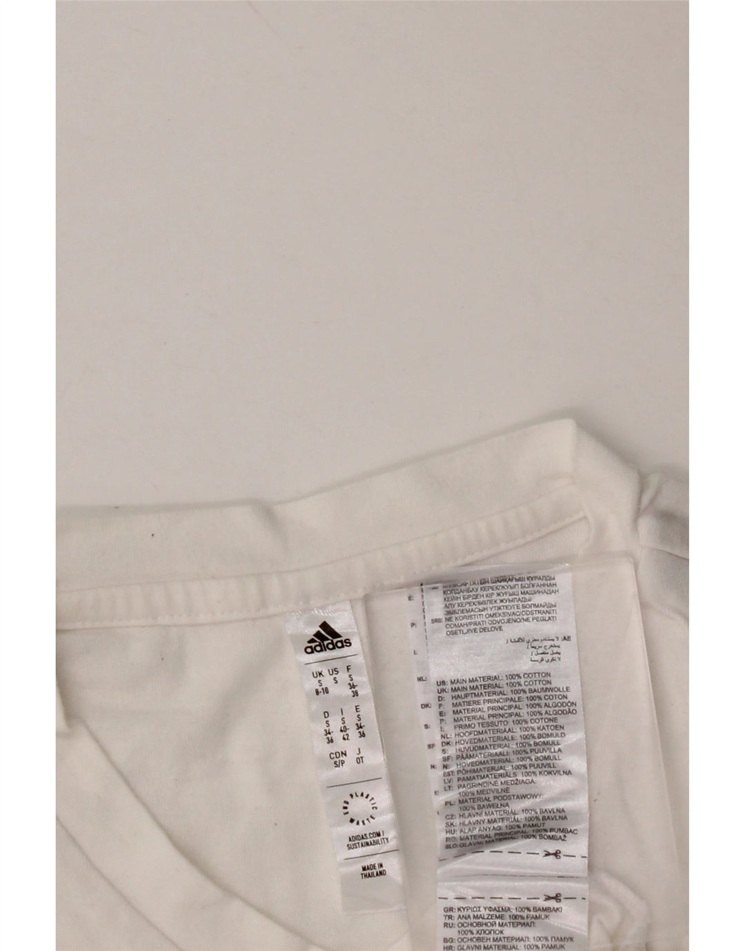 ADIDAS Camiseta para mujer Top UK 8/10 Small White Cotton