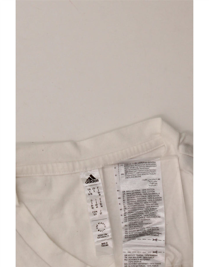 ADIDAS Camiseta para mujer Top UK 8/10 Small White Cotton