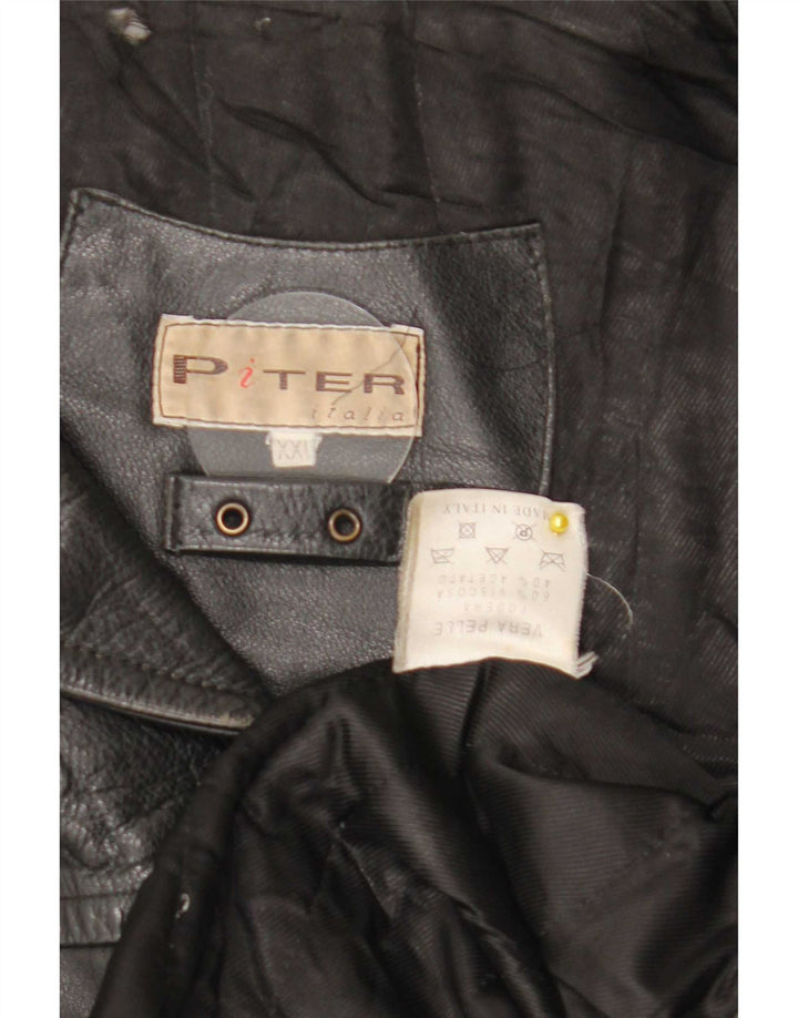 Vintage chaqueta de cuero para hombre Reino Unido 44 2XL negro