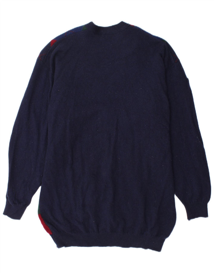 Marks & Spencer Suéter tipo cárdigan para hombre grande Azul marino Argyle/Diamante
