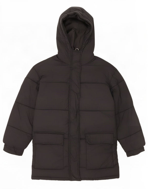 Topshop Abrigo acolchado extragrande con capucha para mujer UK 6 XS Nylon negro