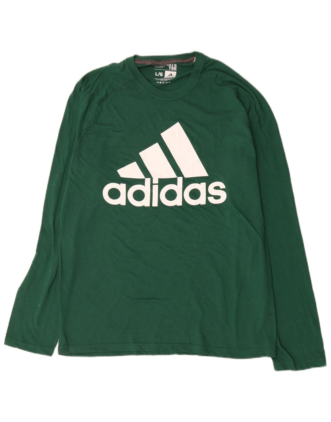 Adidas Mens Climalite Graphic Top Manga Larga Grande Algodón Verde
