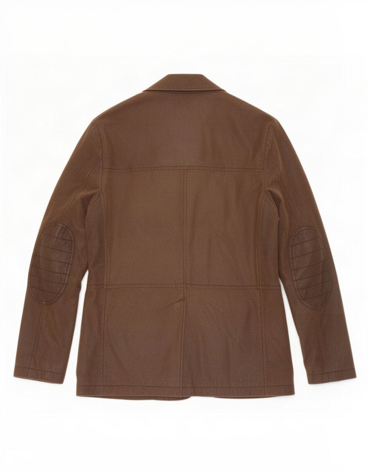 Vintage hombres cuero 3 botones Blazer chaqueta IT 50 grande marrón