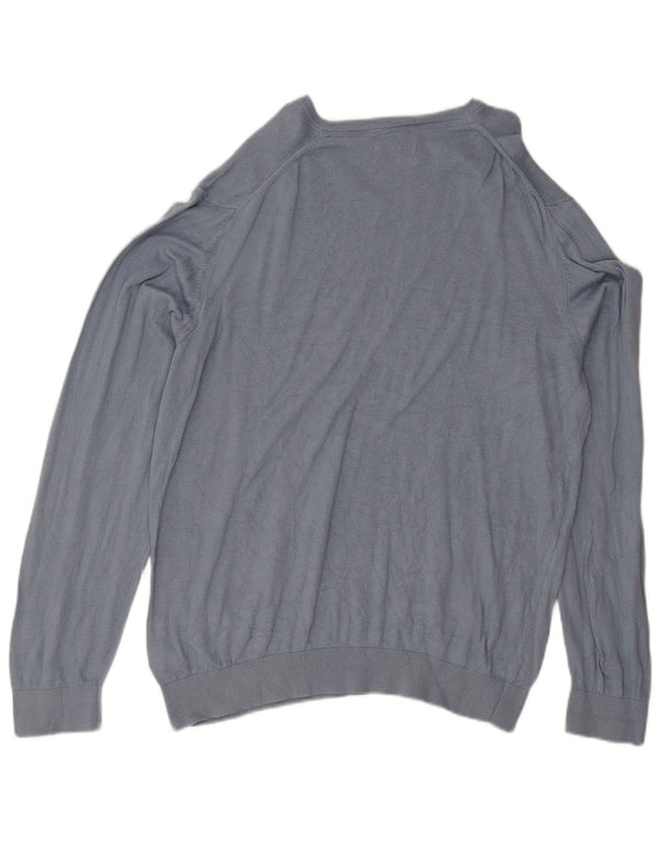 Marks & Spencer - Jersey para hombre con cuello en V y corte regular, talla 2XL, algodón azul