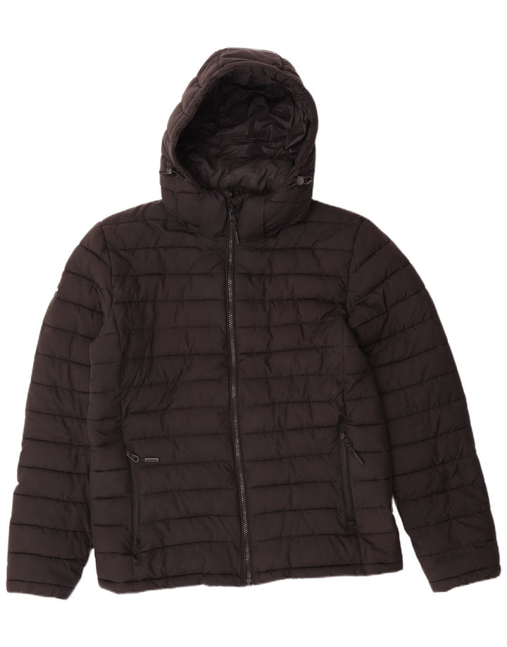 Superdry Chaqueta acolchada con capucha para hombre Poliéster negro grande