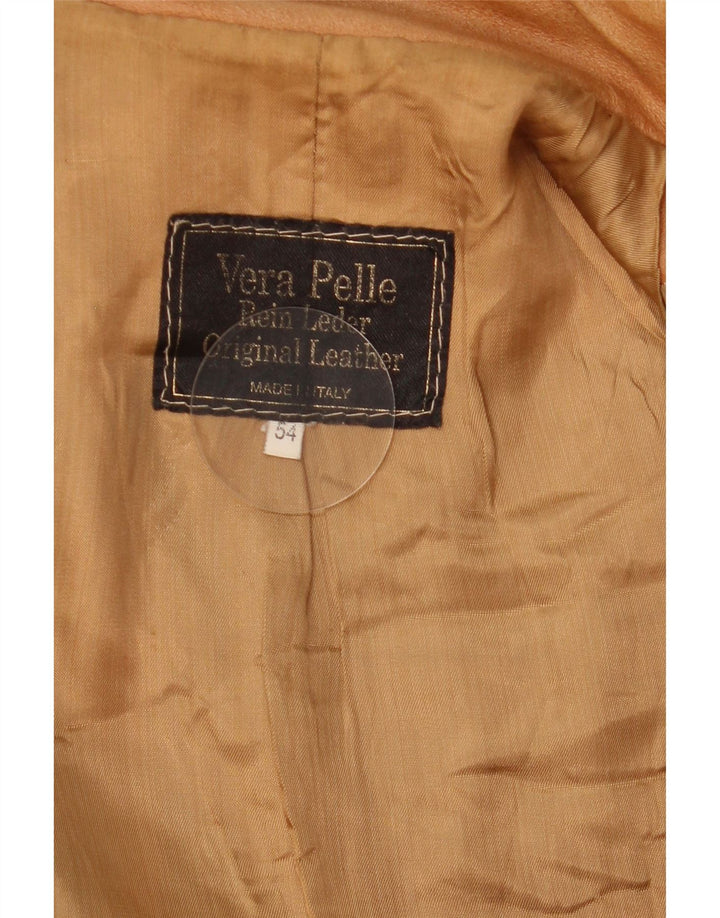 Chaqueta de cuero vintage para hombre IT 54 2XL cuero marrón
