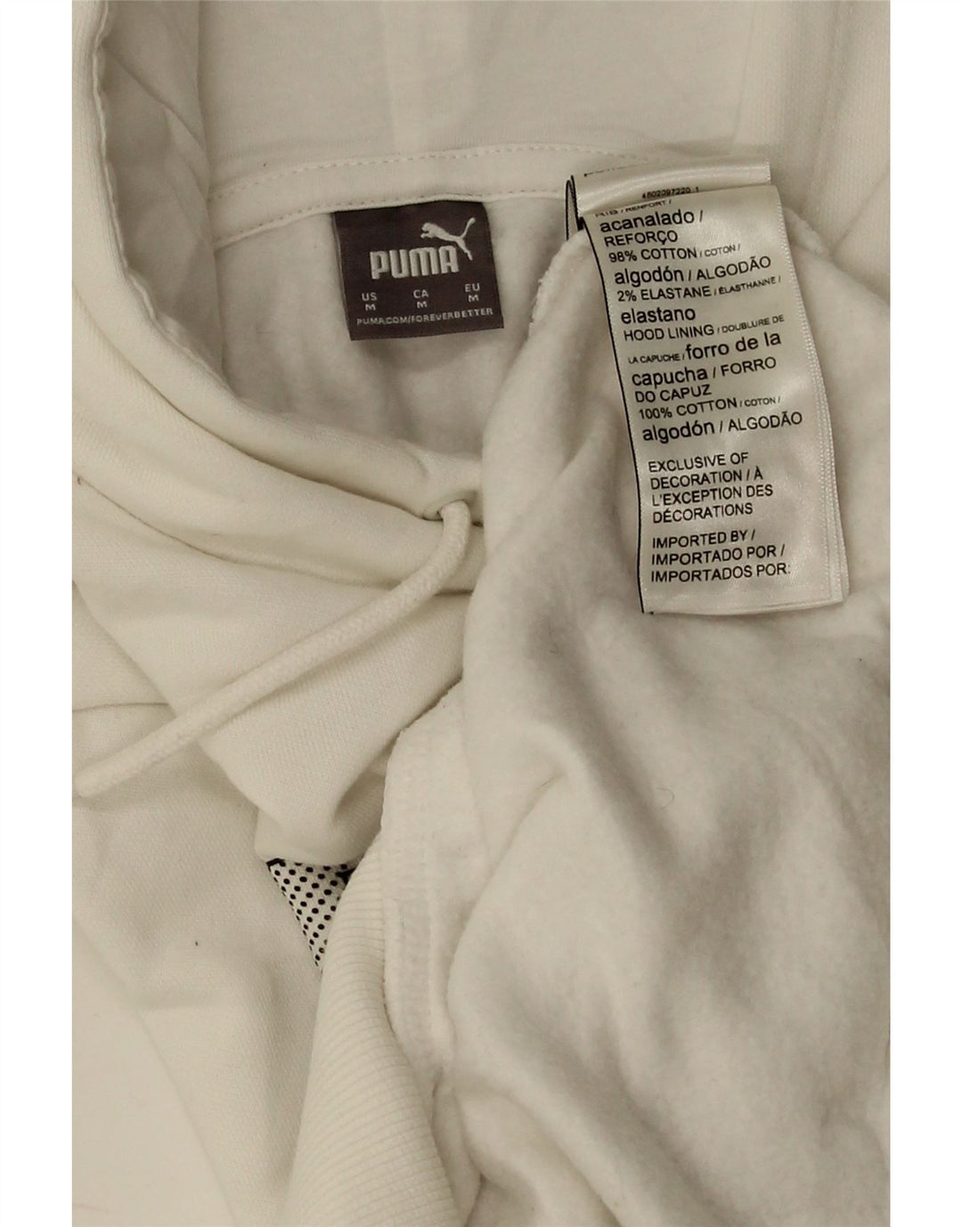 Puma Sudadera con capucha gráfica para mujer UK14 Algodón blanco mediano