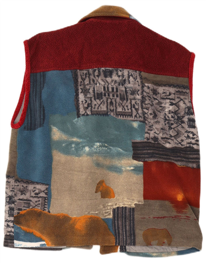 Vintage mujer Fleece Utility Gilet Reino Unido 42 XL Patchwork multicolor