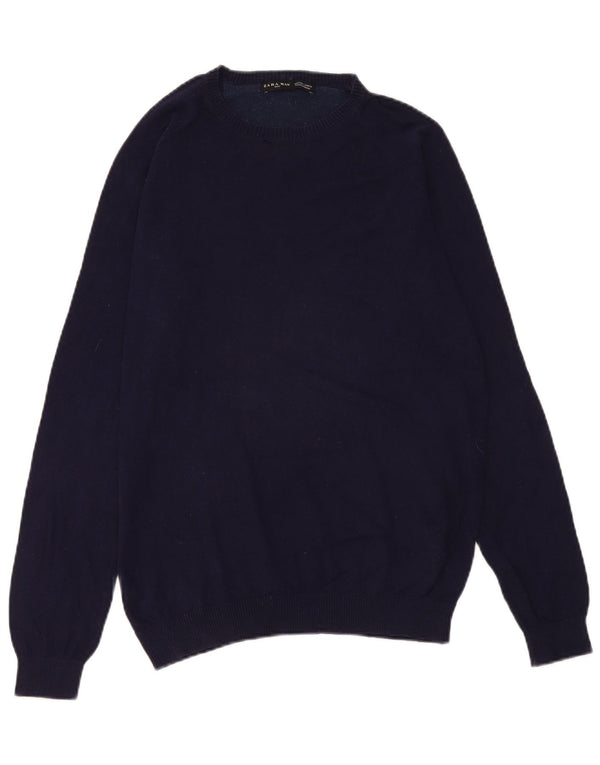 Zara Mens Boat Neck Jumper Sweater Grande Azul Marino