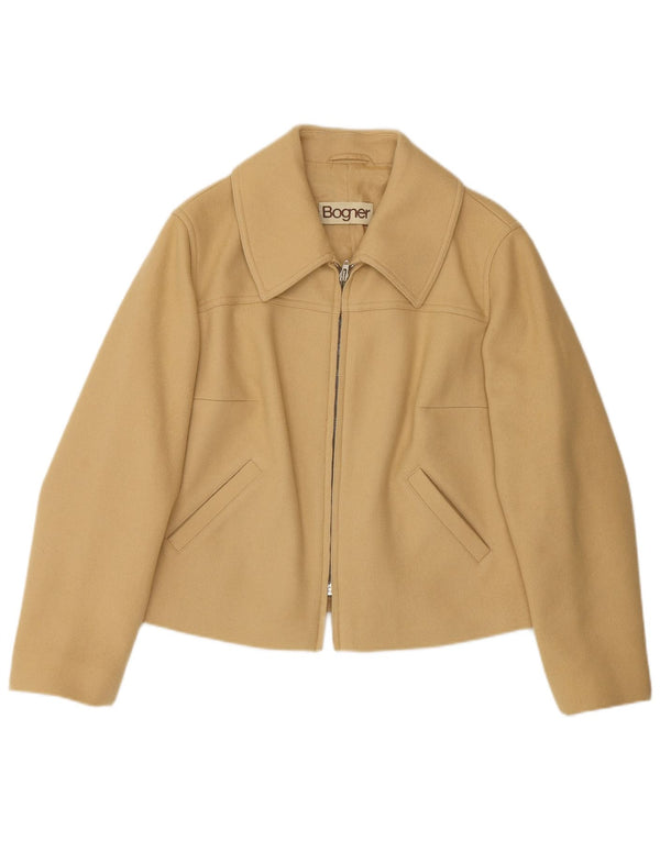 Bogner Chaqueta tipo blazer con cremallera completa para mujer UK 46 Large Beige Wool