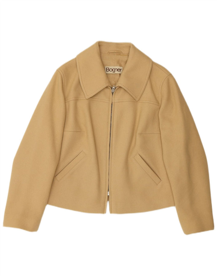 Bogner Chaqueta tipo blazer con cremallera completa para mujer UK 46 Large Beige Wool