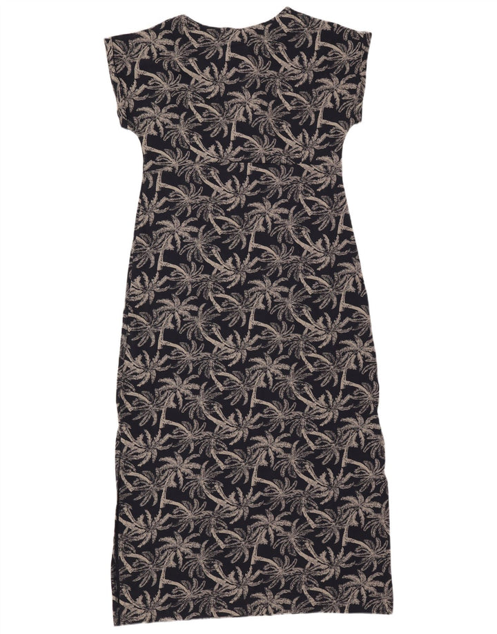 WEIRD FISH Vestido largo con estampado abstracto para mujer UK 44 Grande Algodón azul marino