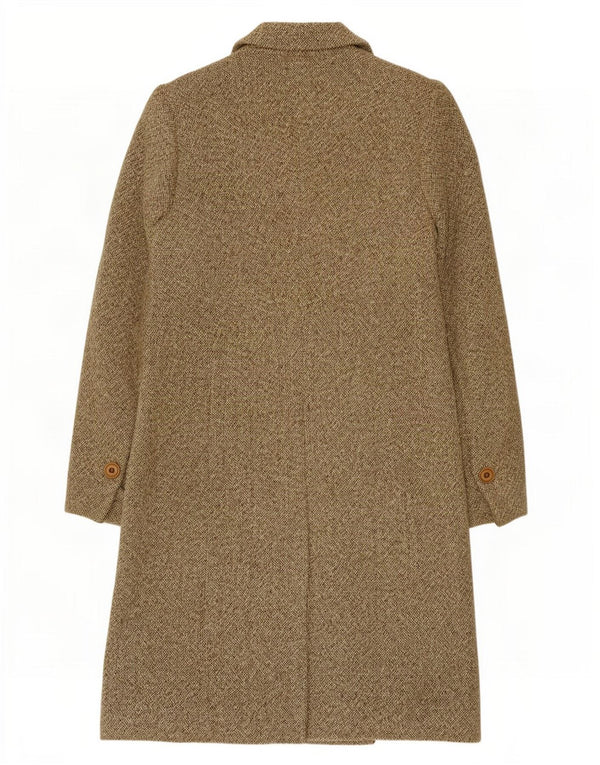 Abrigo vintage de mujer de doble botonadura IT 48 XL Lana moteada de color caqui